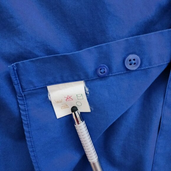 London Fog Mens Long Sleeve Dress Shirt Solid Blue Size16 Pocket Point Collar - Picture 6 of 10